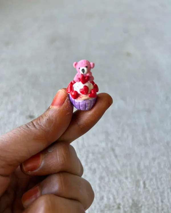 Toy Teddy On Cupcake